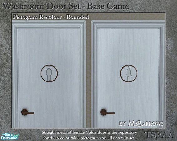 Sims 2 — Washroom Door Set - Rounded by MsBarrows — Recolour of washroom door pictograms - rounded geometric figures
