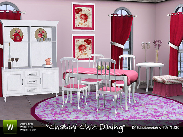 Sims 3 — Shabby Chic Dining by TheNumbersWoman — The diningroom. A nice dining area for your Chic design.