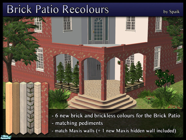 Sims 2 — Brick Patio Recolours - Set by Spaik — More Maxis-match colours for my Brick Patio set, matching pediments and
