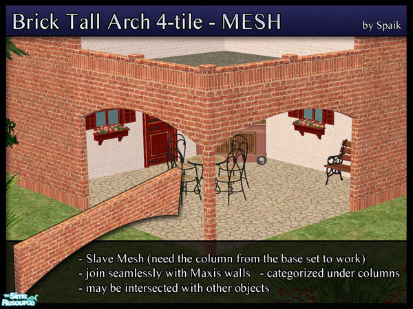 Sims 2 — Brick Arch 4-tile Tall - MESH by Spaik — A new arch, thinner and taller than the first set, 4-tiles wide. All