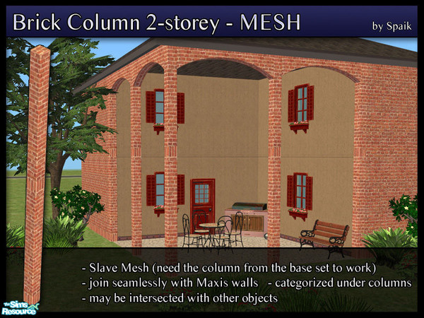Sims 2 — Brick Column 2-storey - MESH by Spaik — A pillar placed at the tile corner and two stories high, perfect for