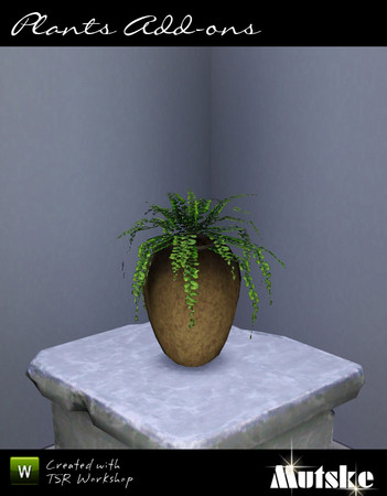 Sims 3 — Fern by Mutske — 2 Recolorable parts. 4 Variations. Made by Mutske@TSR. TSRAA.