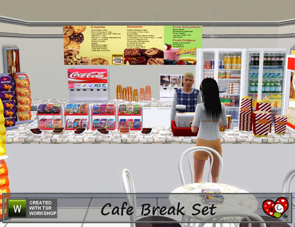 Sims 3 — Cafe Break Set by mensure — Cafe Break Set by mensure. This set contains; Chair, Coffee Machine, Counter
