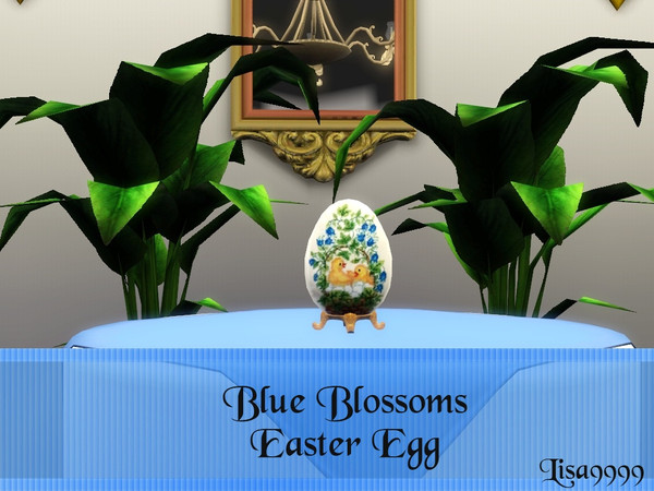 Sims 3 — Blue Blossom Easter Egg by lisa9999 — Sculpture Easter egg with a scene painted on it. Lisa9999 TSRAA