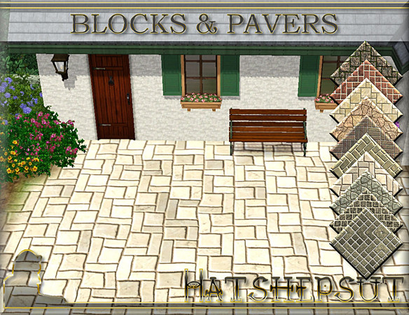 Sims 3 — Blocks & Pavers by hatshepsut — An attractive set of stone block terrains in a variety of patterns.