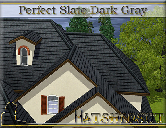 Sims 3 — Perfect Slate Dark Gray by hatshepsut — Weatherproof slate roofing 
