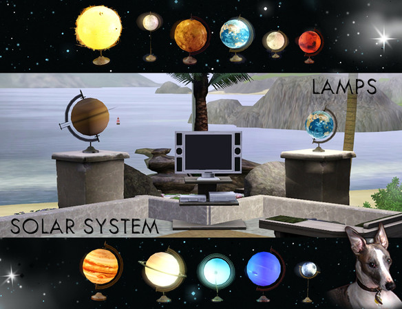 Sims 3 — Solar System Lamps by Cyclonesue — Novelty table lamps representing the major celestial bodies of the Solar