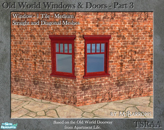 Sims 2 — OW Part 3 - Window - 1-Tile Medium - S by MsBarrows — A single tile wide medium height window based on the Old
