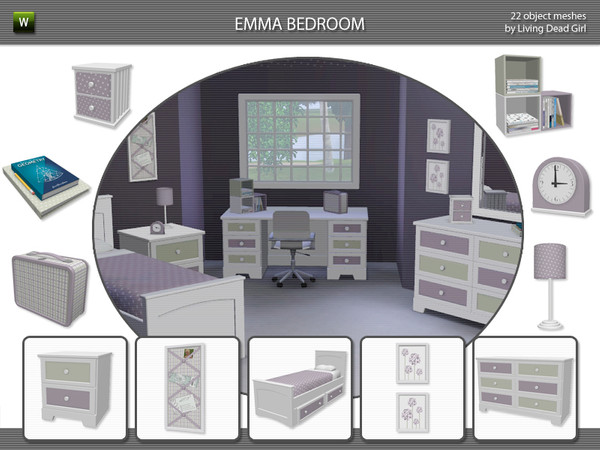 Sims 3 — Emma Bedroom by Living Dead Girl — Suitable for child, teen or adult. Fully, totally and completely designable,