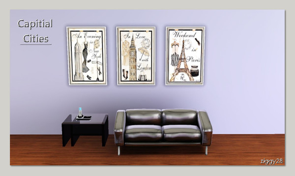 Sims 3 — Capital Cities by ziggy28 — A set of three unusual posters depicting all thats a associated with London, Paris