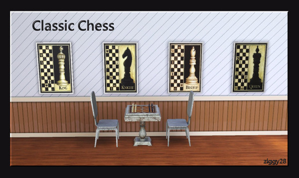 Sims 3 — Classic Chess by ziggy28 — I thought you might like these chess pieces pictures. This set has four pictures,