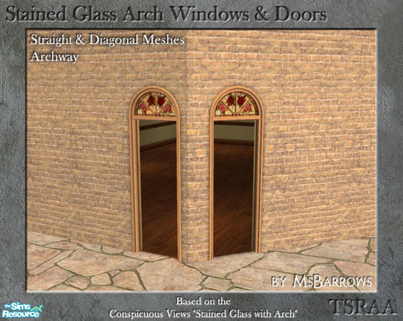Sims 2 — Stained Glass - Archway - S by MsBarrows — An archway based on the Conspicuous Views \"Stained Glass with