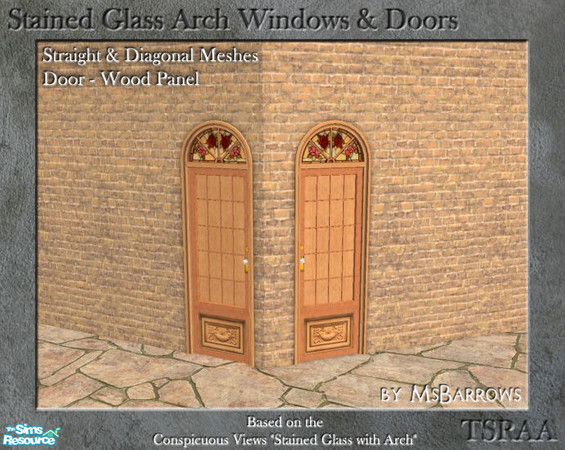 Sims 2 — Stained Glass - Door Wood - D by MsBarrows — A wood panel door based on the Conspicuous Views \"Stained