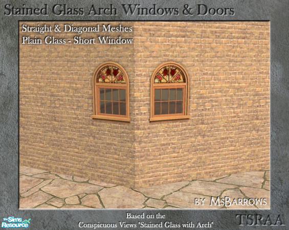 Sims 2 — Stained Glass - Plain Window Short - S by MsBarrows — A short clear glass window based on the Conspicuous Views
