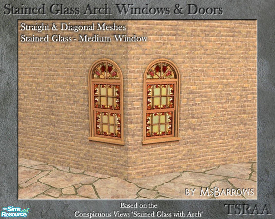 Sims 2 — Stained Glass - Window Medium - S by MsBarrows — A medium height stained glass window based on the Conspicuous