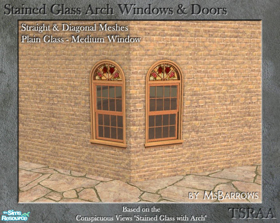 Sims 2 — Stained Glass - Plain Window Medium - D by MsBarrows — A medium height clear glass window based on the