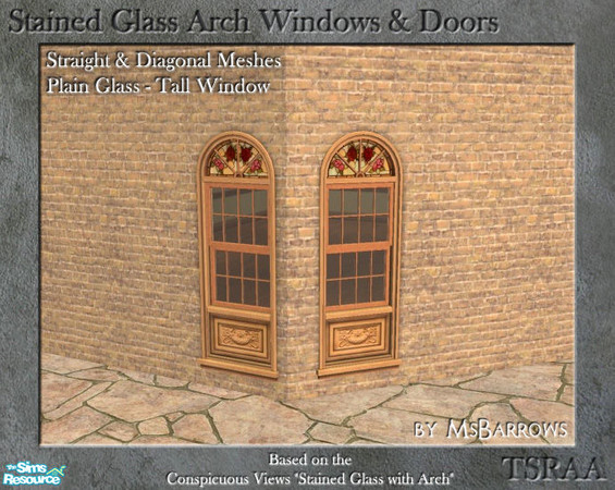 Sims 2 — Stained Glass - Plain Window Tall - D by MsBarrows — A tall clear glass window based on the Conspicuous Views