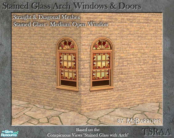 Sims 2 — Stained Glass - Window Medium Open - S by MsBarrows — An open, medium height stained glass window based on the