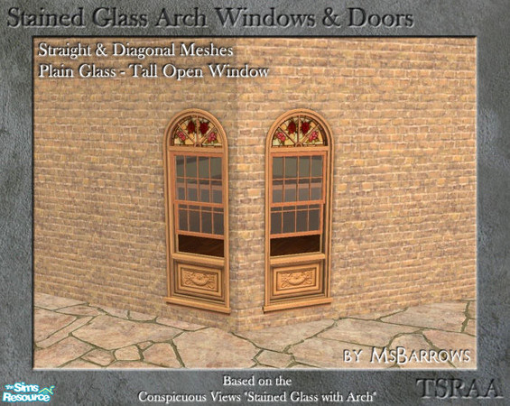 Sims 2 — Stained Glass - Plain Window Tall Open - S by MsBarrows — An open, tall clear glass window based on the