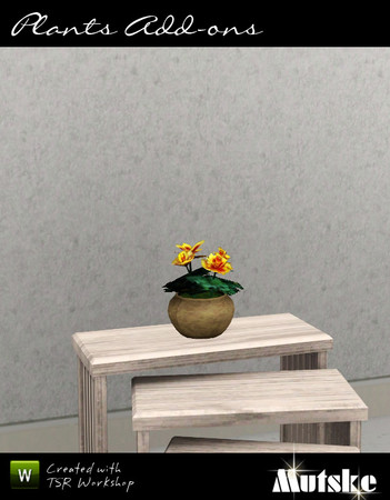 Sims 3 — Marigold Potted Small by Mutske — 1 Recolorable part. 4 Variations. Made by Mutske@TSR. TSRAA.