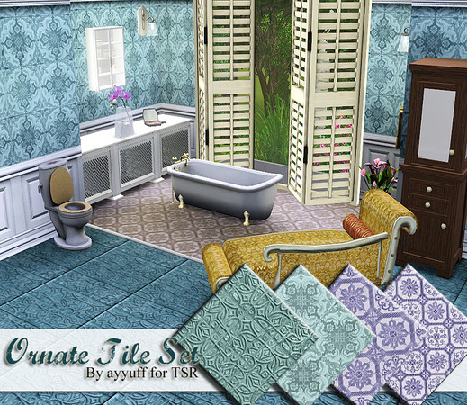 Sims 3 — Ornate Tile Set by ayyuff — 4 ornate tile patterns..