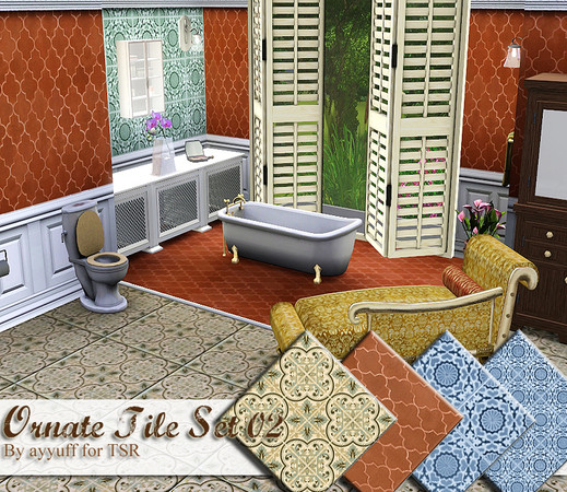 Sims 3 — Ornate Tile Set 02 by ayyuff — 4 ornate tile patterns