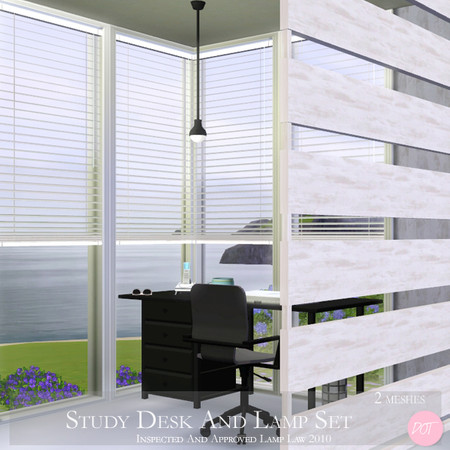 Sims 3 — SeaSide Study Desk And Lamp Set by DOT — SeaSide Study Desk And Lamp Set Low Ceiling Lamp and Desk to Match