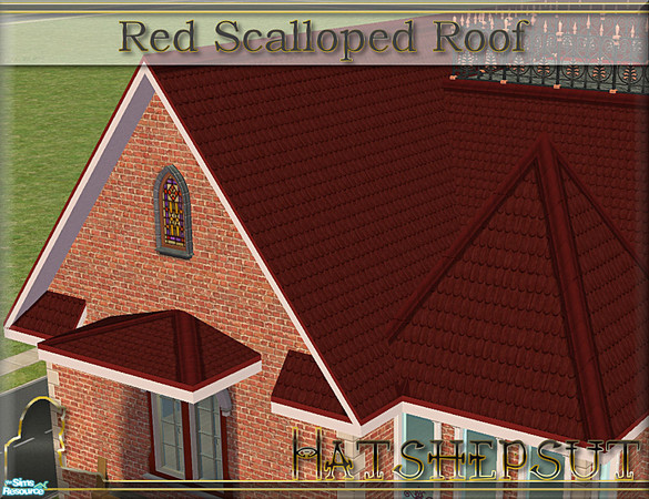 Sims 2 — Red Scalloped Roof by hatshepsut — Decorative scalloped roof pattern