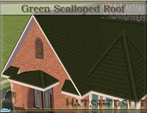 Sims 2 — Green Scalloped Roof by hatshepsut — Decorative scalloped roof pattern