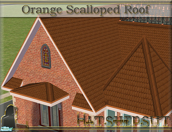 Sims 2 — Orange Scalloped Roof by hatshepsut — Decorative scalloped roof pattern