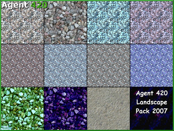 Sims 2 — A420 Landscape Pack 2007 by Agent420 — A set of 11 various landscaping ground textures. All textures are bump