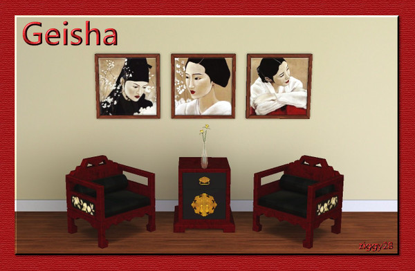Sims 3 — Geisha by ziggy28 — A set of Geisha pictures by the artist Patricia Perrocheau. These pictures are cloned from