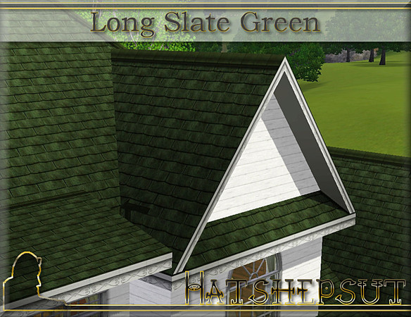 Sims 3 — Long Slate Green by hatshepsut — Weather beaten long slate roof texture