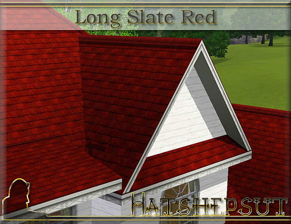 Sims 3 — Long Slate Red by hatshepsut — Weather beaten long slate roof texture