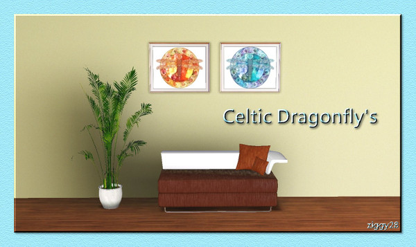 Sims 3 — Celtic Dragonflys by ziggy28 — A set of two stained glass celtic dragonfly's by the artist Kristen N. Fox.