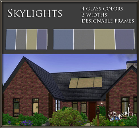 Sims 3 — Skylights Set 1  by Pinecat — Enhance your Sims' neighborhoods with the addition of skylights! This set is