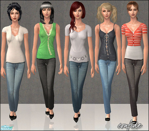Sims 2 — Fetching by confide — Set of 5 outfits. Don't forget to download the mesh from the link below.