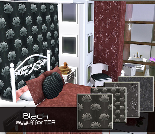 Sims 3 — Black by ayyuff — 4 floral patterns