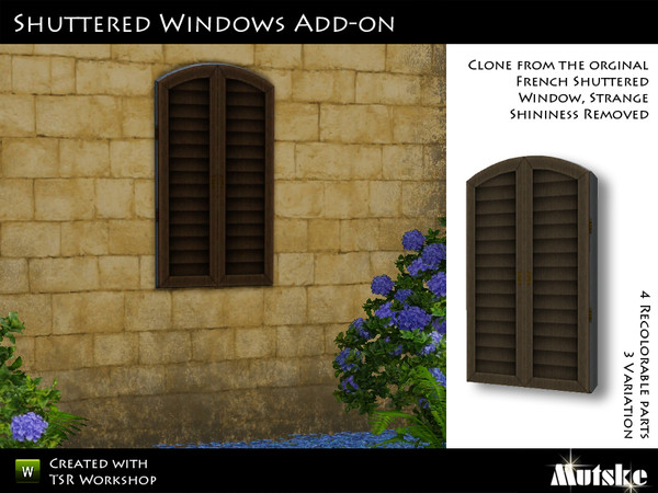 Sims 3 — Window france shuttered closed 2x1 by Mutske — Clone from the original version, but better texture and wallmask.
