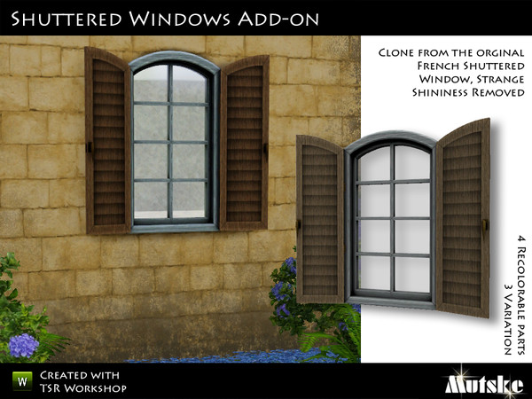 Sims 3 — Window france shuttered open 2x1 by Mutske — Clone from the original version, but better texture and wallmask. 4