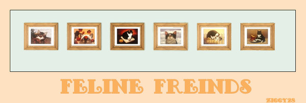 Sims 3 — Feline Freinds by ziggy28 — A fantastic set of six wonderfully painted cat pictures for all you cat lovers out