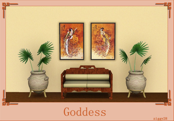Sims 3 — Goddess by ziggy28 — Two beautiful Asian paintings called Goddess of Wealth and Goddess of Prosperity. Cloned