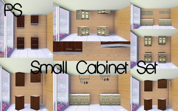 Sims 3 — Pralinesims Smaller Cabinets Set by TSR Archive — This set contains eight small cabinets:) Hello friends:D