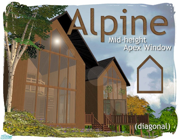 Sims 2 — Alpine Mid-height Apex Window (diagonal) by Cyclonesue — Part of the Alpine triangular window set with a low