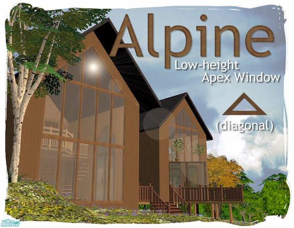 Sims 2 — Alpine Low-height Apex Window (diagonal) by Cyclonesue — Part of the Alpine triangular window set with a low