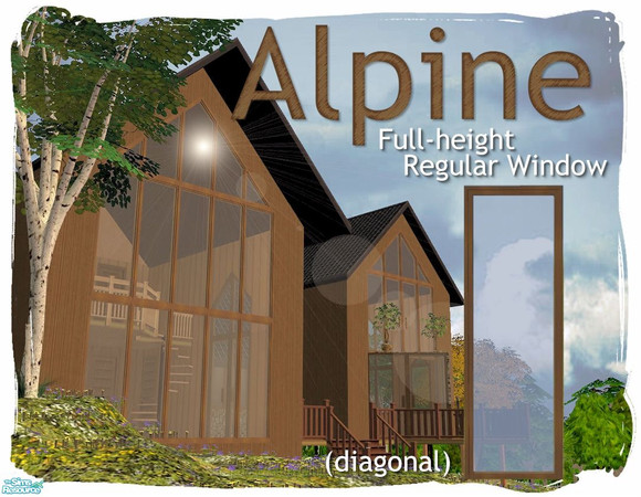 Sims 2 — Alpine Regular Full-height Window (diagonal) by Cyclonesue — Part of the Alpine triangular window set with a low