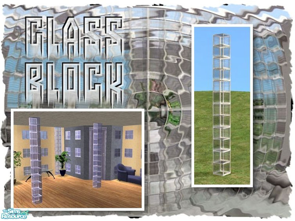 Sims 2 — Glass Block Support Column by Cyclonesue — A support column made of glass blocks. Requires the MASTER mesh in