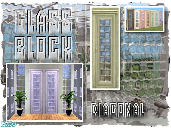 Sims 2 — Glass Block Door (Diagonal) by Cyclonesue — A diagonal version of the glass block door. Takes its glass