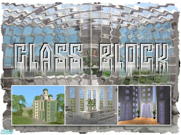 Sims 2 — Glass Block Set by Cyclonesue — A full set of glass block windows, doors and walls (fences) in seven glass