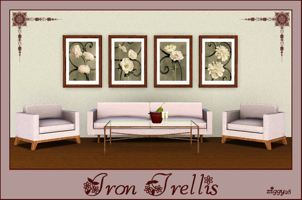 Sims 3 — Iron Trellis by ziggy28 — A set of four lovely pictures from the artist Sondra Wampler. Cloned from the Maxis '